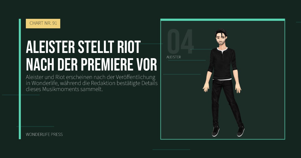 Wonderlife Press: Aleister stellt Riot nach der Premiere vor. Künstlerporträt. CHART NR. 91.
