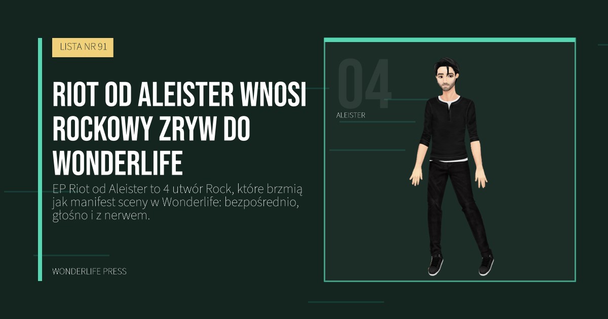 Wonderlife Press: Riot od Aleister wnosi rockowy zryw do Wonderlife. portret artystów. LISTA NR 91.