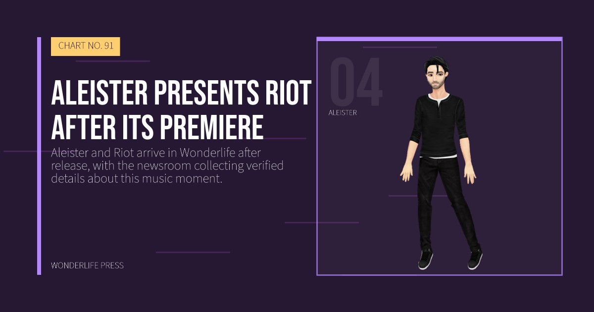 Wonderlife Press: Aleister presents Riot after its premiere. artist portrait. CHART NO. 91.