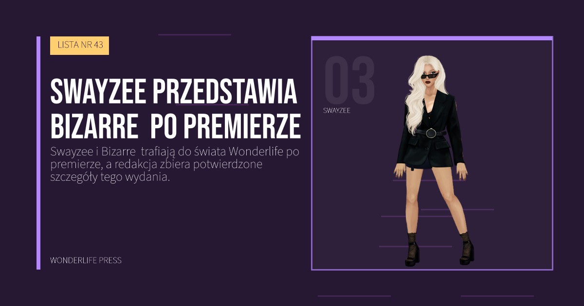 Wonderlife Press: Swayzee przedstawia Bizarre  po premierze. portret artystów. LISTA NR 43.