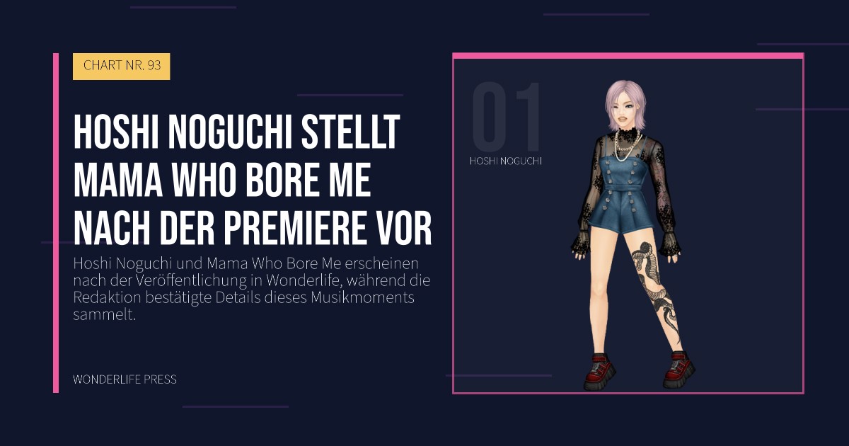 Wonderlife Press: Hoshi Noguchi stellt Mama Who Bore Me nach der Premiere vor. Künstlerporträt. CHART NR. 93.