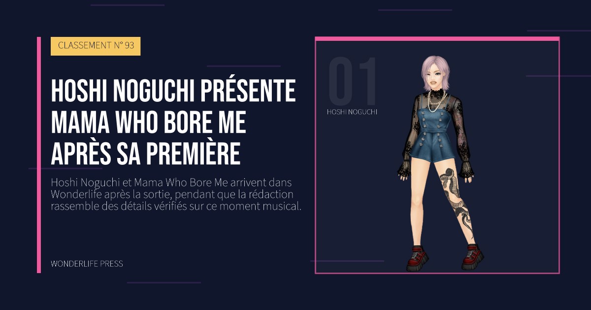 Wonderlife Press: Hoshi Noguchi présente Mama Who Bore Me après sa première. portrait des artistes. CLASSEMENT N° 93.