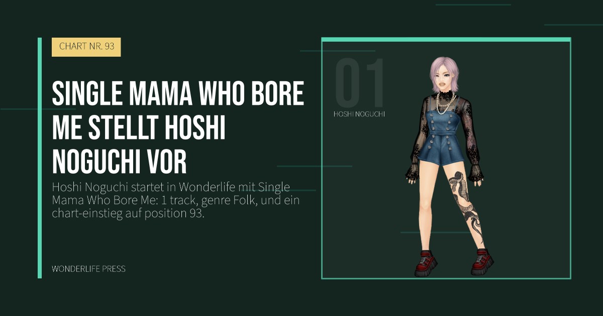 Wonderlife Press: Single Mama Who Bore Me stellt Hoshi Noguchi vor. Künstlerporträt. CHART NR. 93.