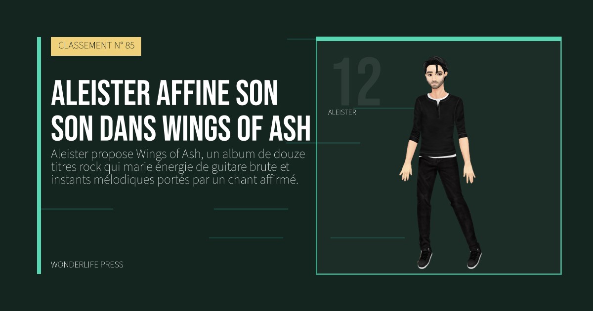 Wonderlife Press: Aleister affine son son dans Wings of Ash. portrait des artistes. CLASSEMENT N° 85.