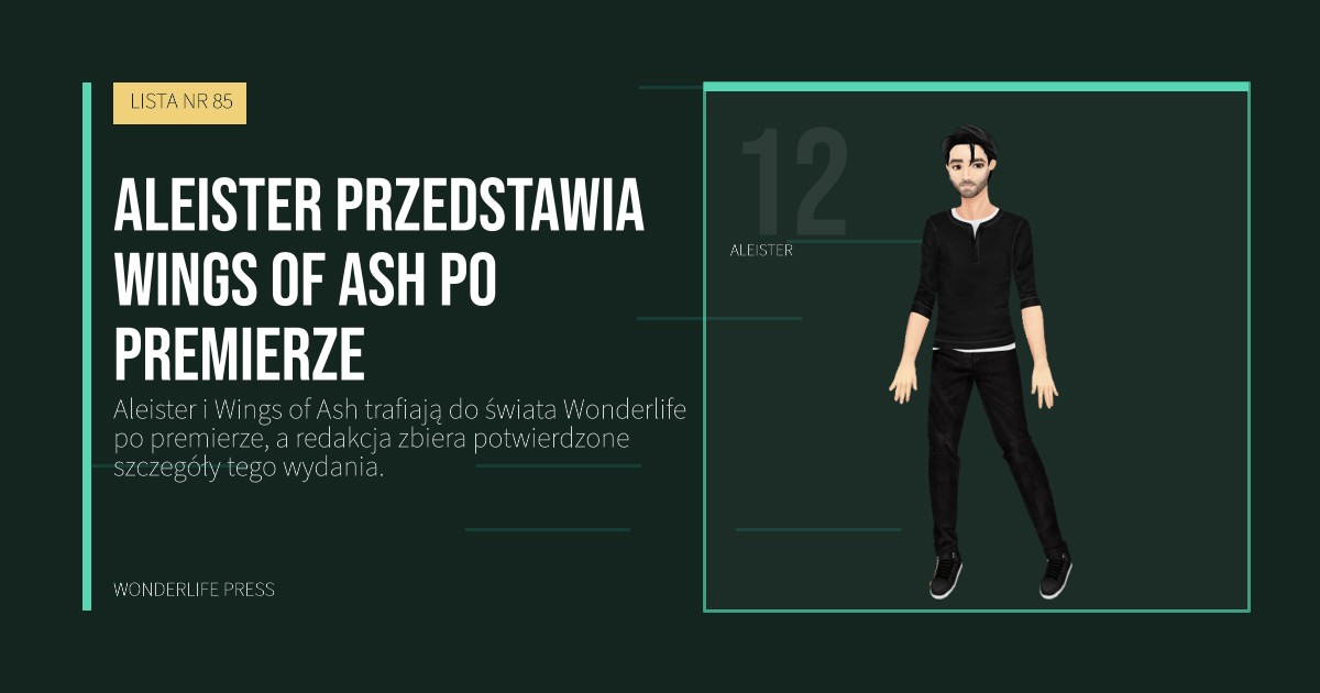 Wonderlife Press: Aleister przedstawia Wings of Ash po premierze. portret artystów. LISTA NR 85.