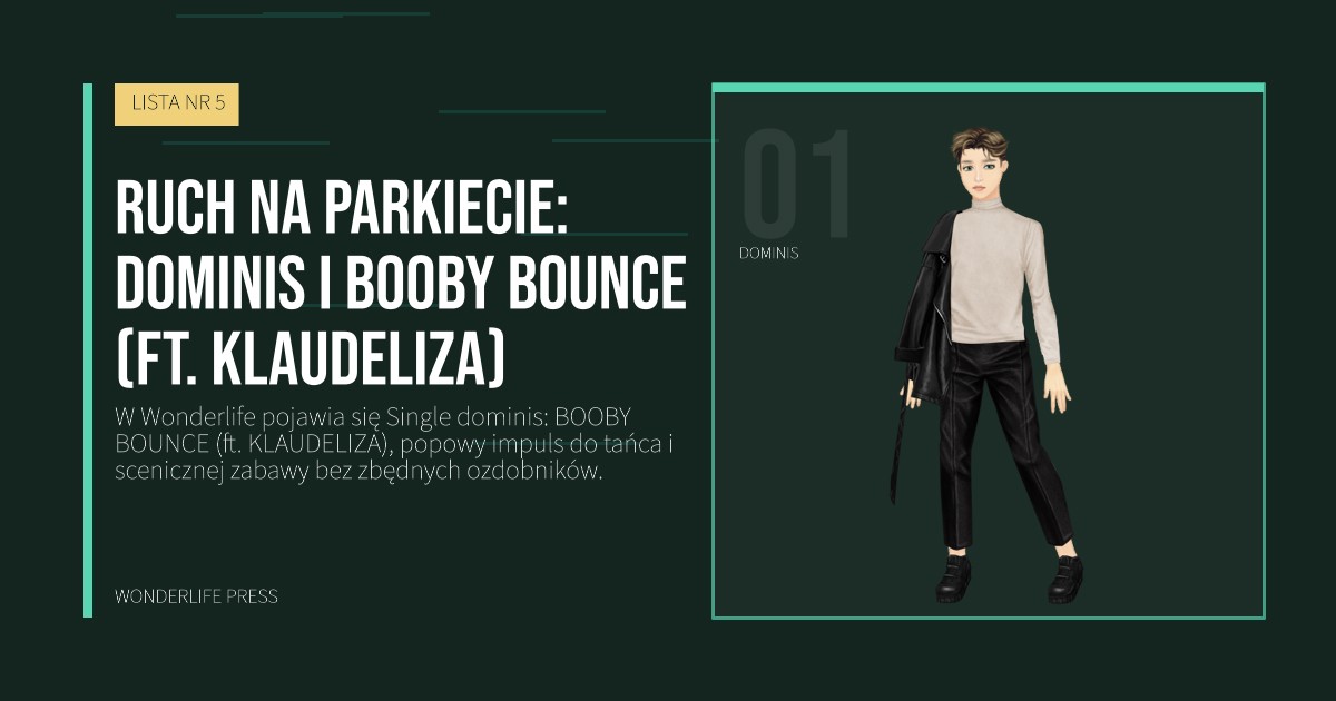 Wonderlife Press: Ruch na parkiecie: dominis i BOOBY BOUNCE (ft. KLAUDELIZA). portret artystów. LISTA NR 5.