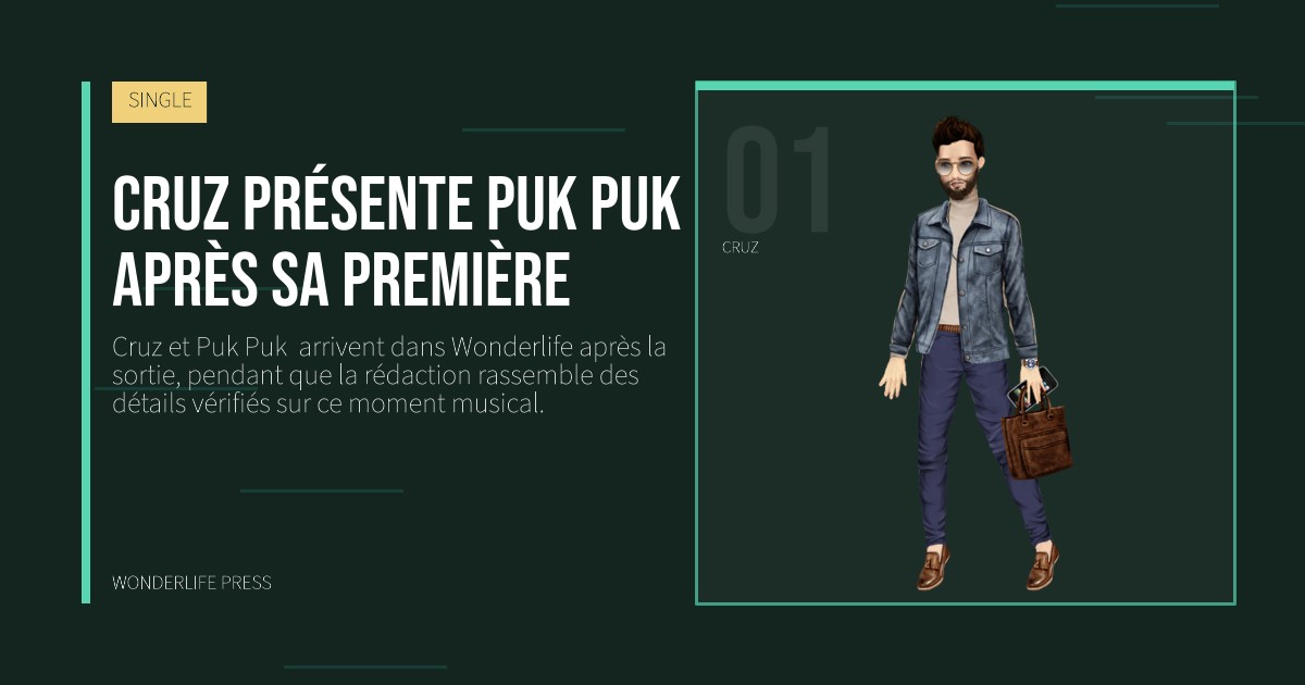 Wonderlife Press: Cruz présente Puk Puk  après sa première. portrait des artistes. SINGLE.