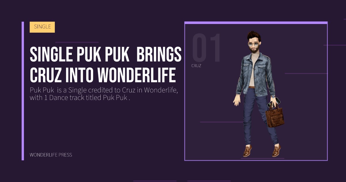 Wonderlife Press: Single Puk Puk  brings Cruz into Wonderlife. artist portrait. SINGLE.