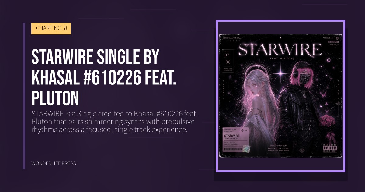 Wonderlife Press: STARWIRE single by Khasal #610226 feat. Pluton. release artwork. CHART NO. 8.
