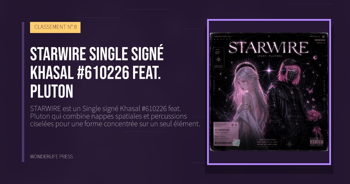 Wonderlife Press: STARWIRE single signé Khasal #610226 feat. Pluton. pochette de la sortie. CLASSEMENT N° 8.