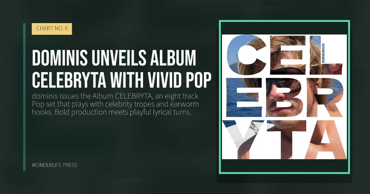 Wonderlife Press: dominis unveils Album CELEBRYTA with vivid pop. release artwork. CHART NO. 6.
