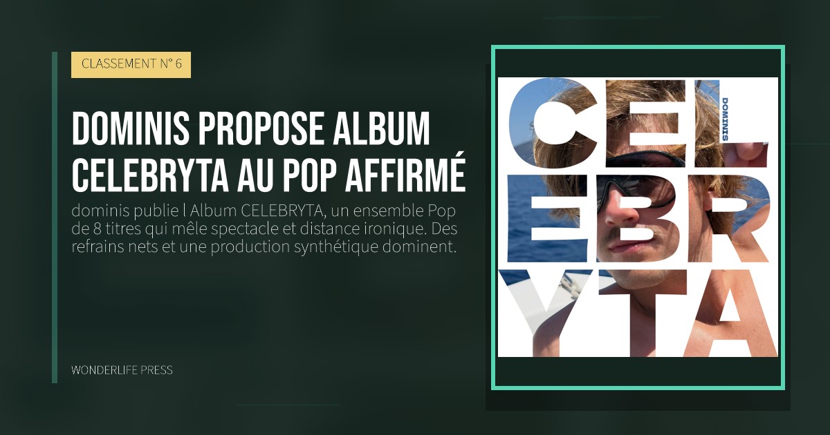 Wonderlife Press: dominis propose Album CELEBRYTA au pop affirmé. pochette de la sortie. CLASSEMENT N° 6.
