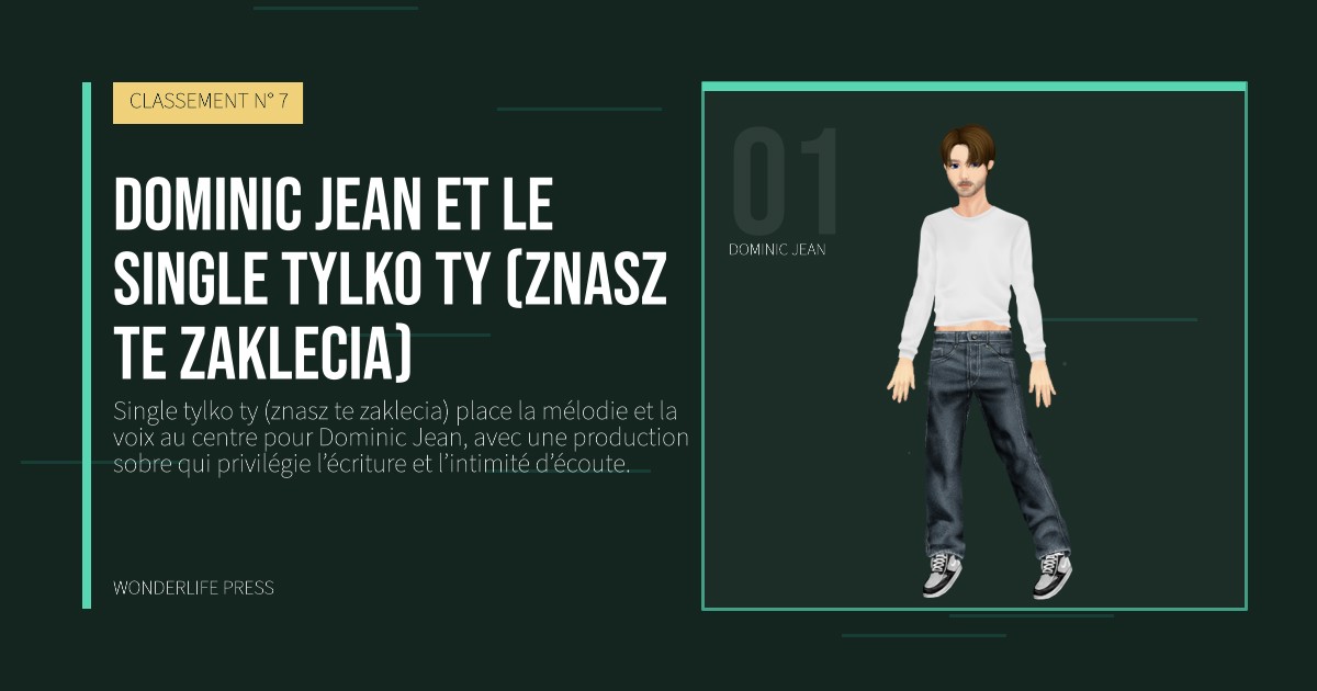 Wonderlife Press: Dominic Jean et le Single tylko ty (znasz te zaklecia). portrait des artistes. CLASSEMENT N° 7.