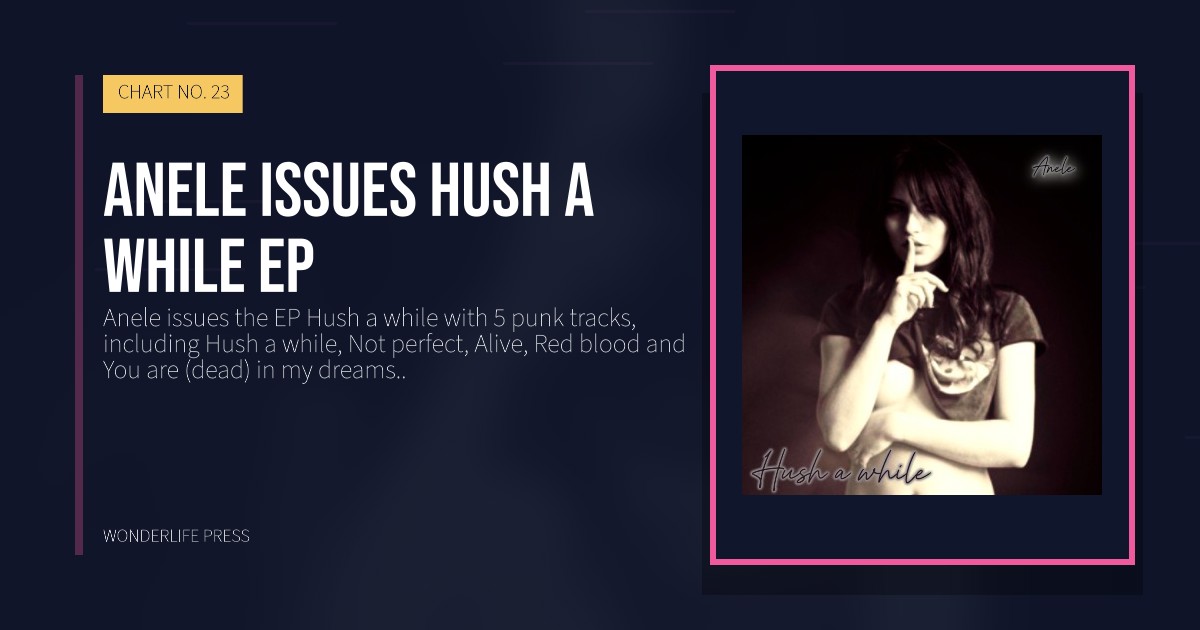 Wonderlife Press: Anele issues Hush a while EP. release artwork. CHART NO. 23.