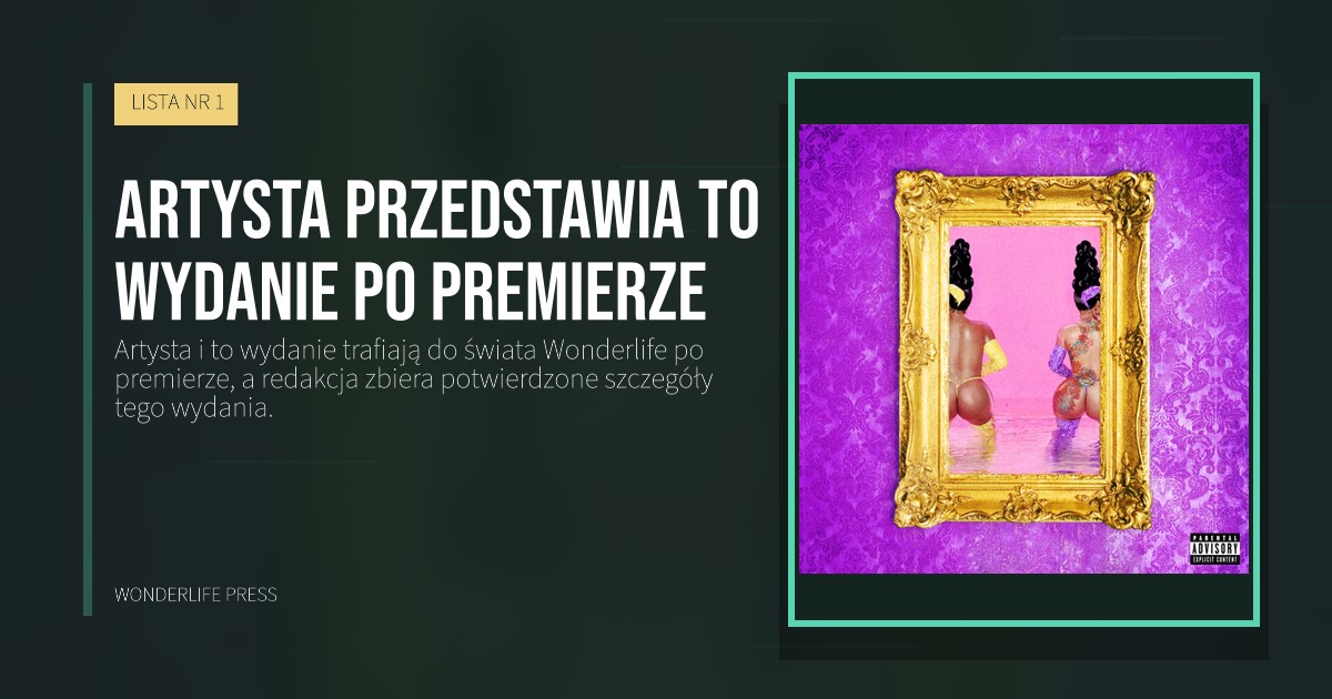 Wonderlife Press: Artysta przedstawia to wydanie po premierze. okładka wydawnictwa. LISTA NR 1.
