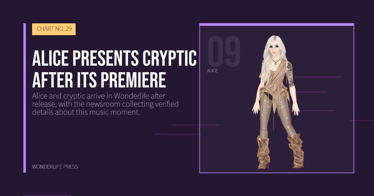 Wonderlife Press: Alice presents cryptic after its premiere. artist portrait. CHART NO. 29.