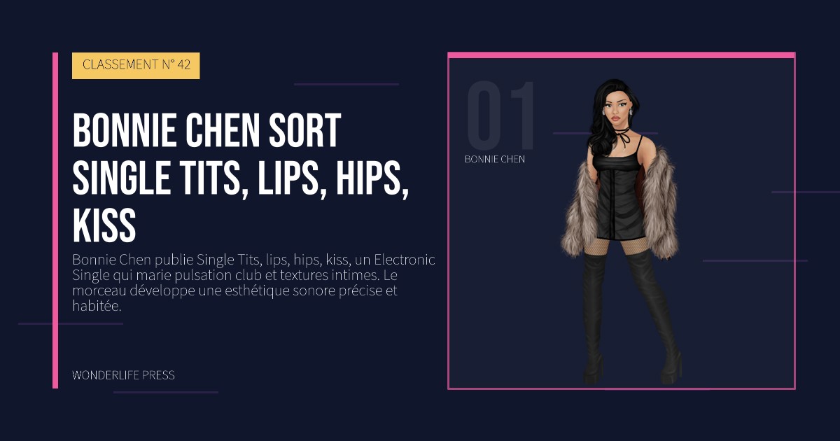 Wonderlife Press: Bonnie Chen sort Single Tits, lips, hips, kiss. portrait des artistes. CLASSEMENT N° 42.