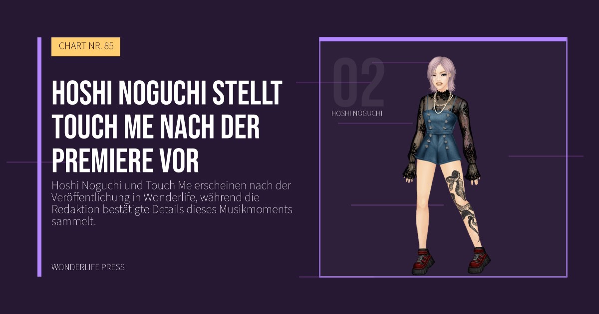 Wonderlife Press: Hoshi Noguchi stellt Touch Me nach der Premiere vor. Künstlerporträt. CHART NR. 85.