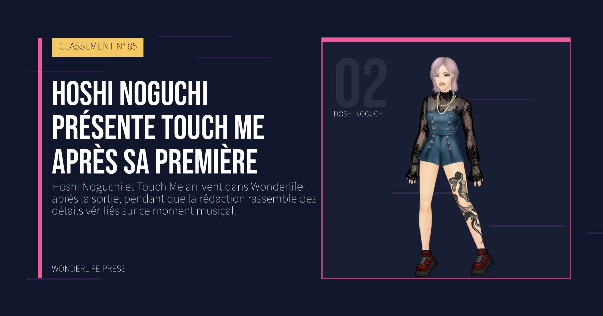 Wonderlife Press: Hoshi Noguchi présente Touch Me après sa première. portrait des artistes. CLASSEMENT N° 85.