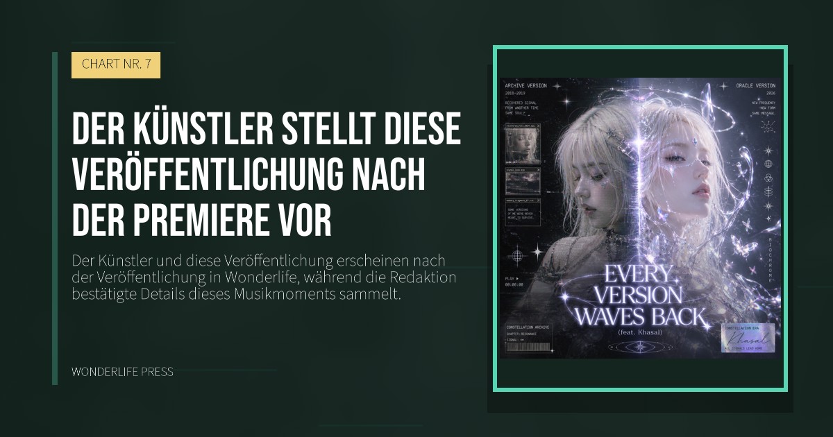 Wonderlife Press: Der Künstler stellt diese Veröffentlichung nach der Premiere vor. Veröffentlichungscover. CHART NR. 7.
