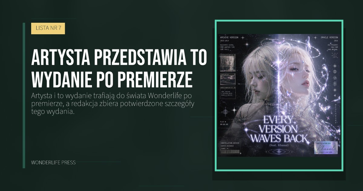 Wonderlife Press: Artysta przedstawia to wydanie po premierze. okładka wydawnictwa. LISTA NR 7.