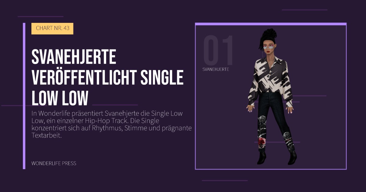 Wonderlife Press: Svanehjerte veröffentlicht Single Low Low. Künstlerporträt. CHART NR. 43.