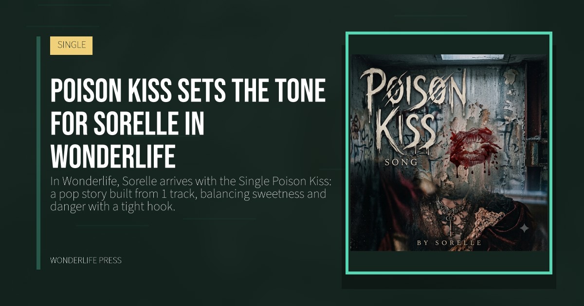 Wonderlife Press: Poison Kiss sets the tone for Sorelle in Wonderlife. release artwork. SINGLE.
