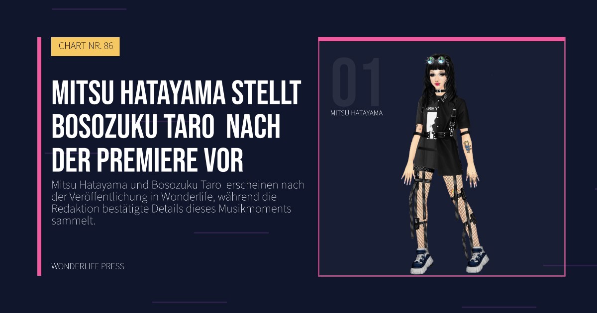 Wonderlife Press: Mitsu Hatayama stellt Bosozuku Taro nach der Premiere vor. Künstlerporträt. CHART NR. 86.