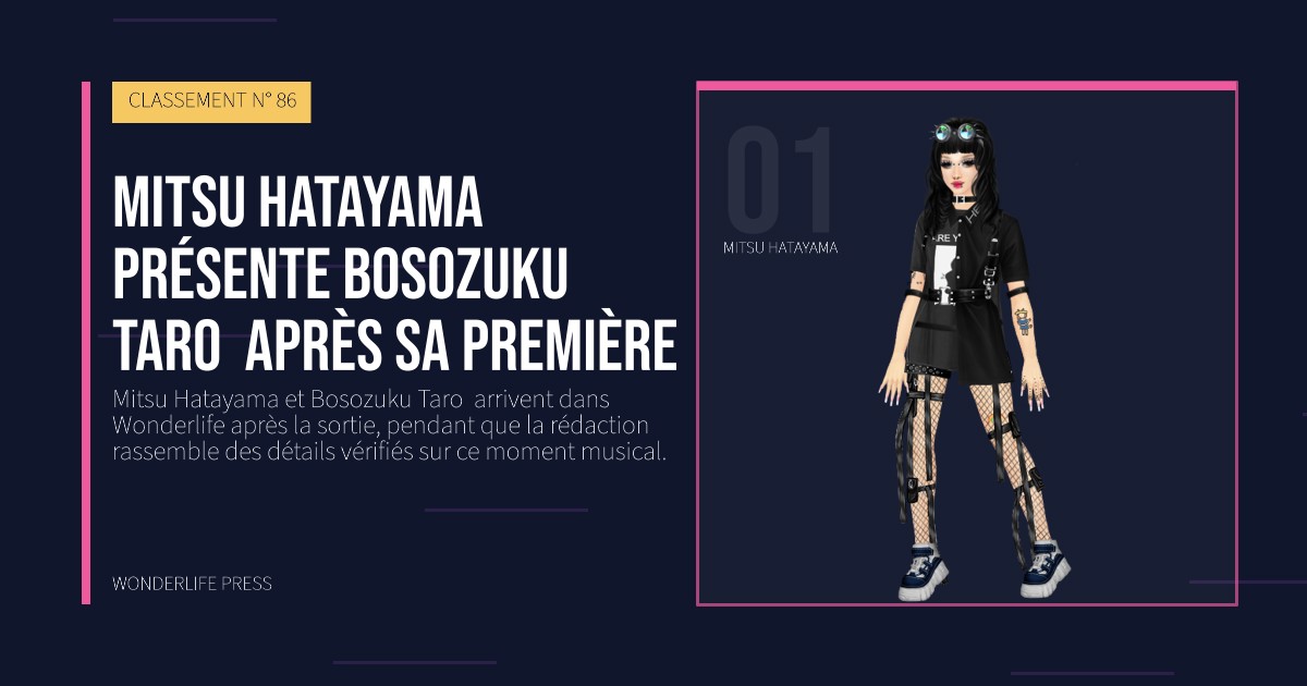 Wonderlife Press: Mitsu Hatayama présente Bosozuku Taro  après sa première. portrait des artistes. CLASSEMENT N° 86.