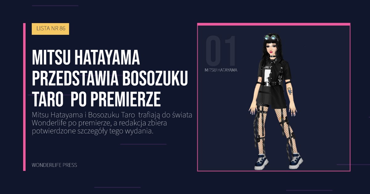 Wonderlife Press: Mitsu Hatayama przedstawia Bosozuku Taro po premierze. portret artystów. LISTA NR 86.