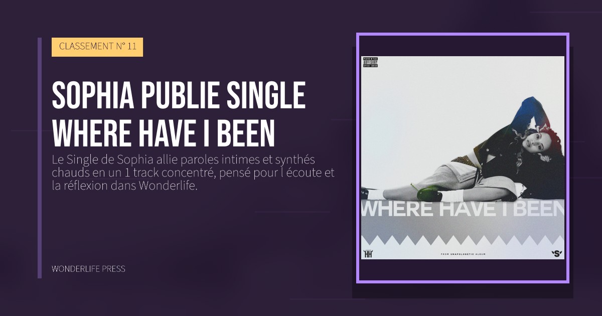 Wonderlife Press: Sophia publie Single Where Have I Been. pochette de la sortie. CLASSEMENT N° 11.