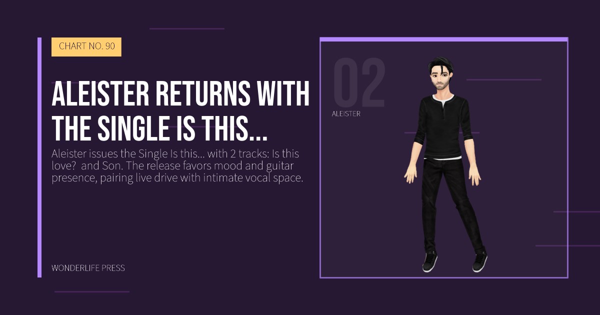 Wonderlife Press: Aleister returns with the Single Is this.... artist portrait. CHART NO. 90.