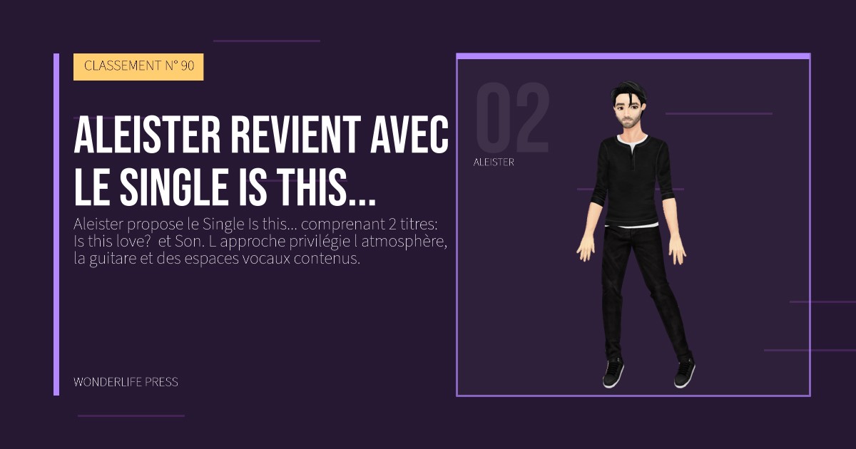 Wonderlife Press: Aleister revient avec le single Is this.... portrait des artistes. CLASSEMENT N° 90.