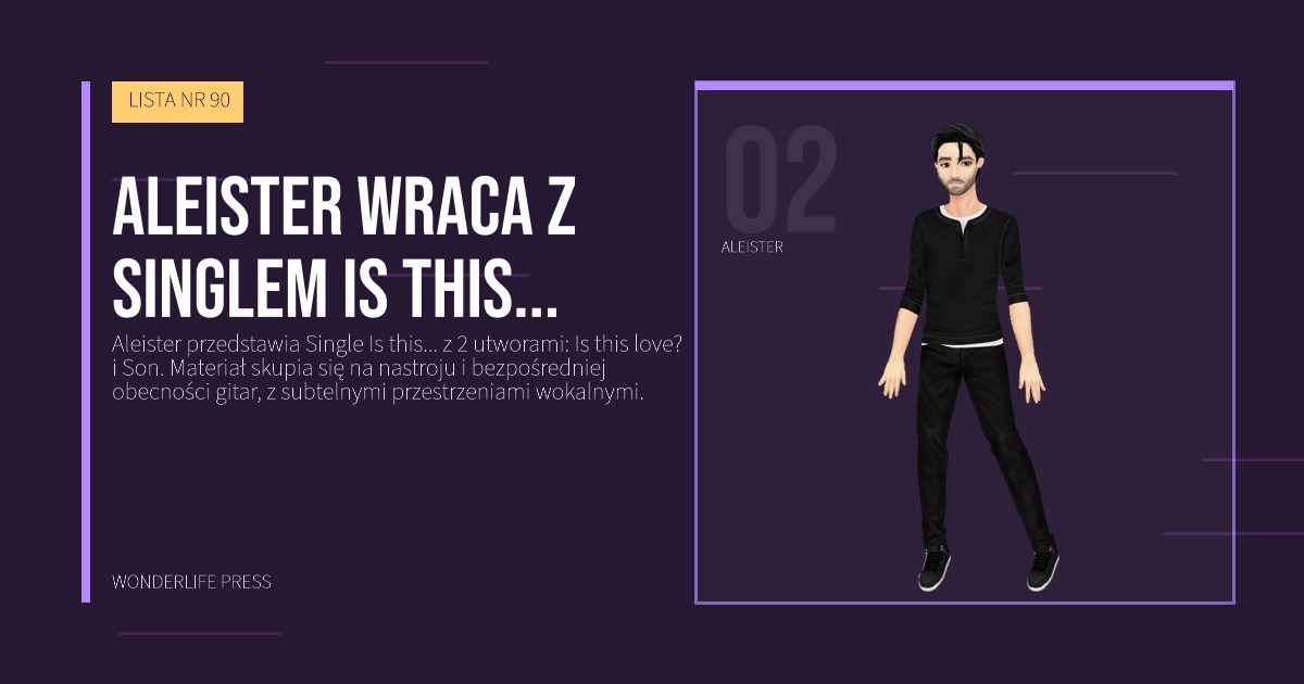 Wonderlife Press: Aleister wraca z singlem Is this.... portret artystów. LISTA NR 90.