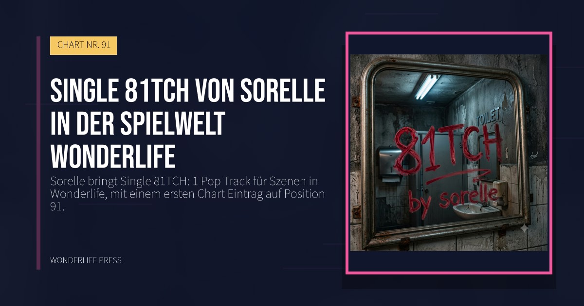 Wonderlife Press: Single 81TCH von Sorelle in der Spielwelt Wonderlife. Veröffentlichungscover. CHART NR. 91.