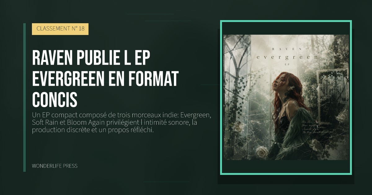 Wonderlife Press: Raven publie l ep Evergreen en format concis. pochette de la sortie. CLASSEMENT N° 18.