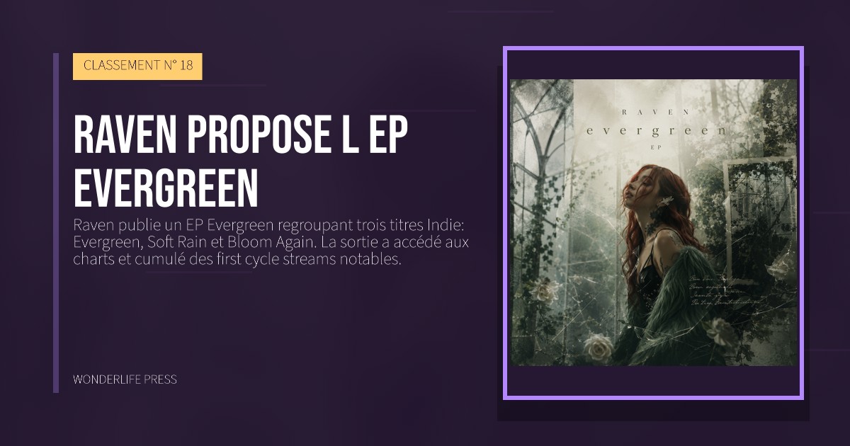 Wonderlife Press: Raven propose l EP Evergreen. pochette de la sortie. CLASSEMENT N° 18.