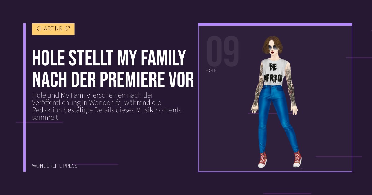 Wonderlife Press: Hole stellt My Family  nach der Premiere vor. Künstlerporträt. CHART NR. 67.