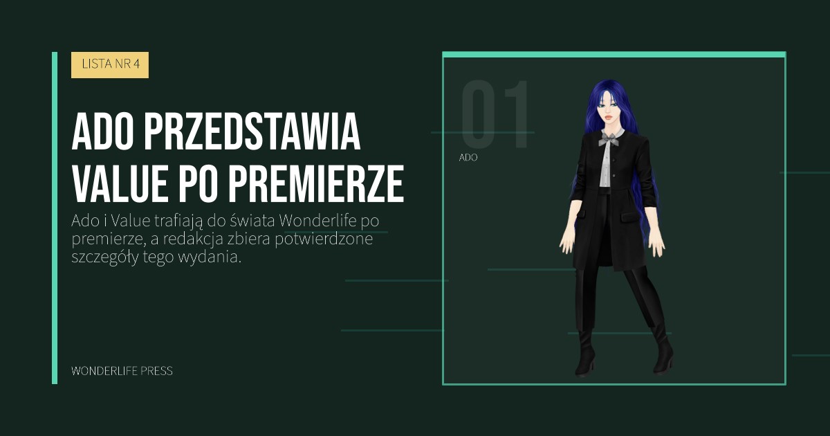 Wonderlife Press: Ado przedstawia Value po premierze. portret artystów. LISTA NR 4.