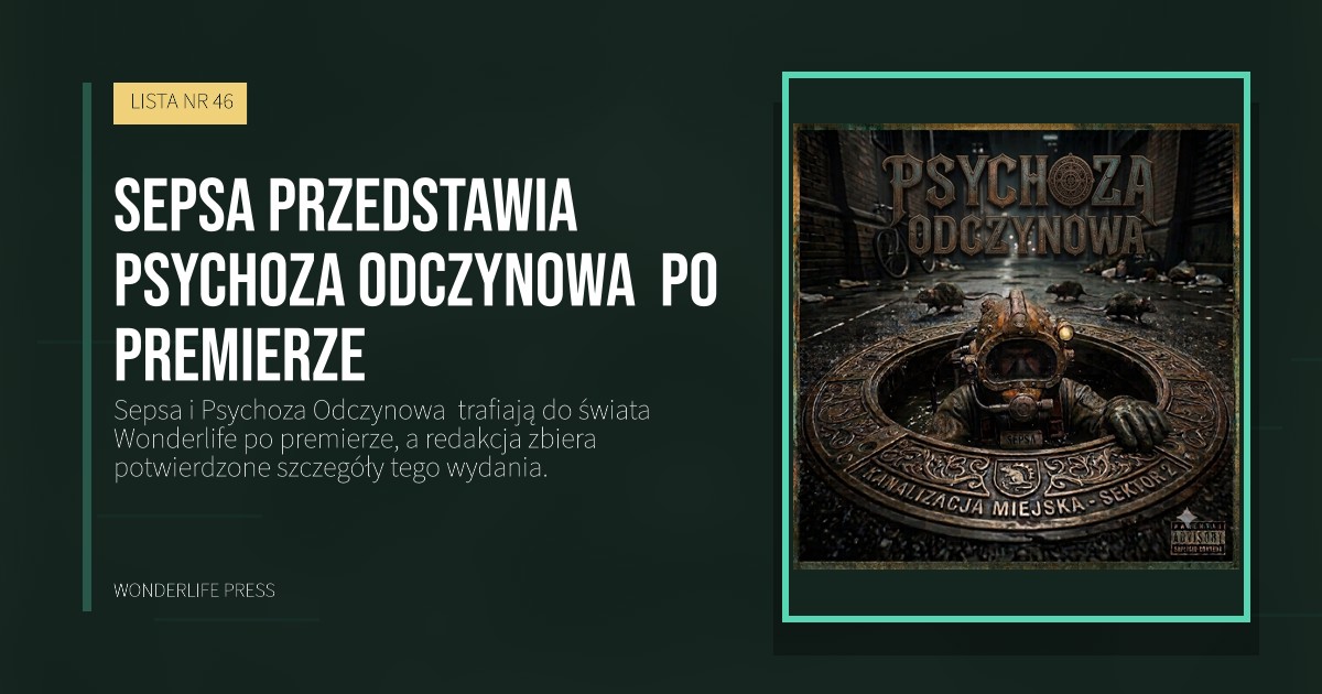 Wonderlife Press: Sepsa przedstawia Psychoza Odczynowa  po premierze. okładka wydawnictwa. LISTA NR 46.