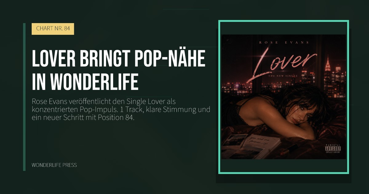 Wonderlife Press: Lover bringt Pop-Nähe in Wonderlife. Veröffentlichungscover. CHART NR. 84.