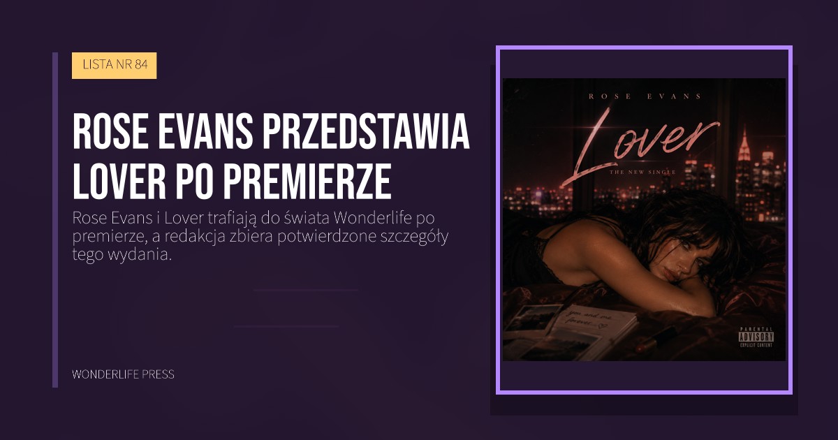 Wonderlife Press: Rose Evans przedstawia Lover po premierze. okładka wydawnictwa. LISTA NR 84.