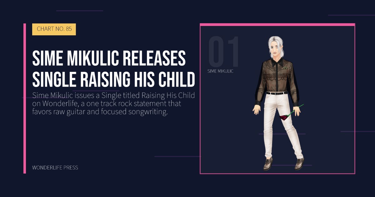 Wonderlife Press: Sime Mikulic releases Single Raising His Child. artist portrait. CHART NO. 85.