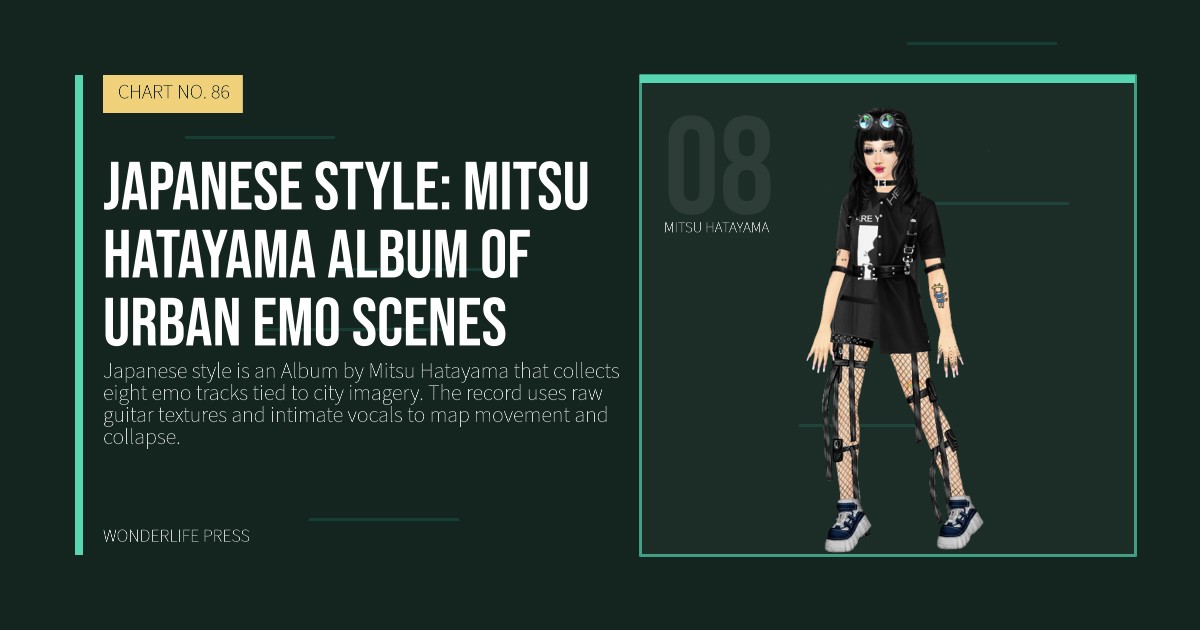 Wonderlife Press: Japanese style: Mitsu Hatayama Album of urban emo scenes. artist portrait. CHART NO. 86.