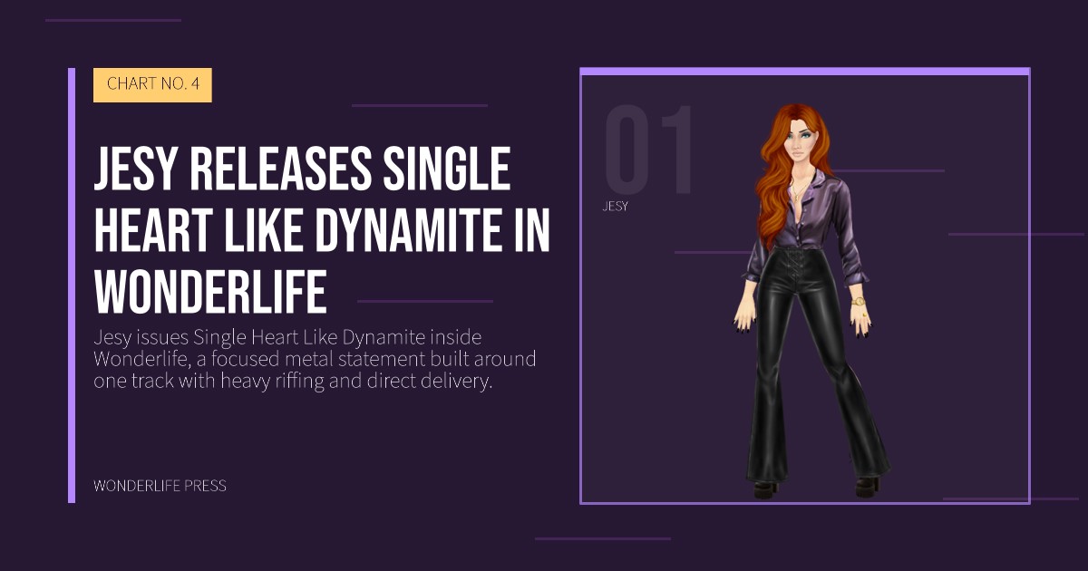 Wonderlife Press: Jesy releases Single Heart Like Dynamite in Wonderlife. artist portrait. CHART NO. 4.