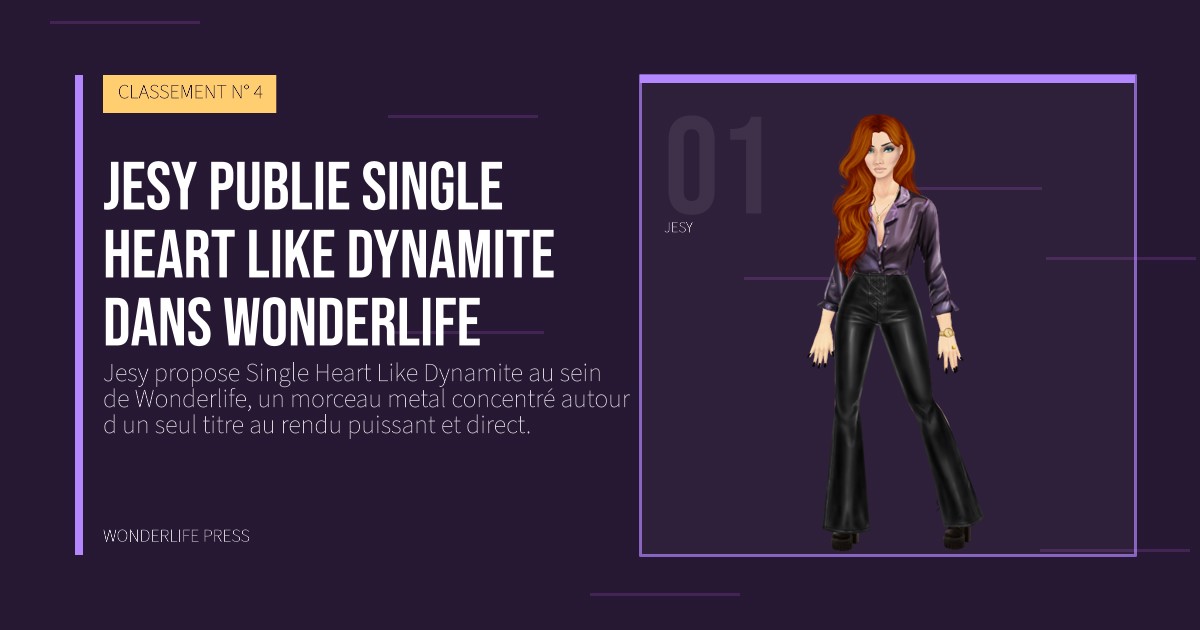 Wonderlife Press: Jesy publie Single Heart Like Dynamite dans Wonderlife. portrait des artistes. CLASSEMENT N° 4.