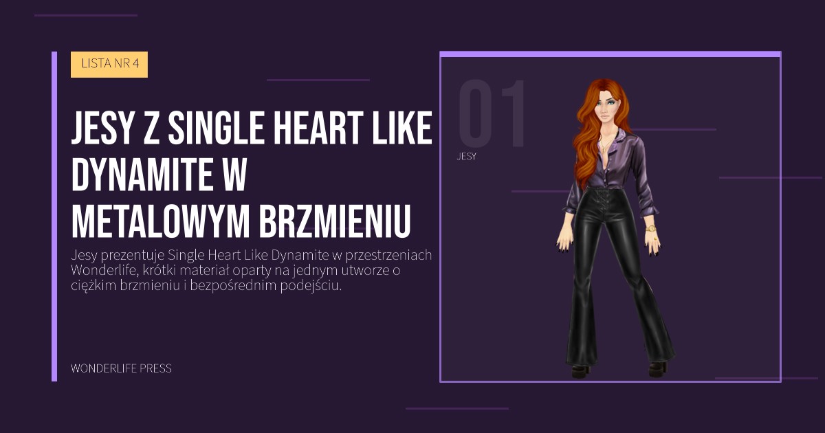Wonderlife Press: Jesy z Single Heart Like Dynamite w metalowym brzmieniu. portret artystów. LISTA NR 4.