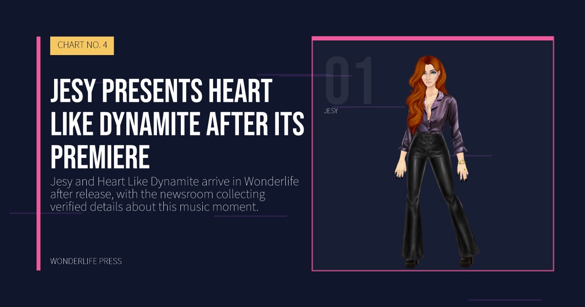 Wonderlife Press: Jesy presents Heart Like Dynamite after its premiere. artist portrait. CHART NO. 4.