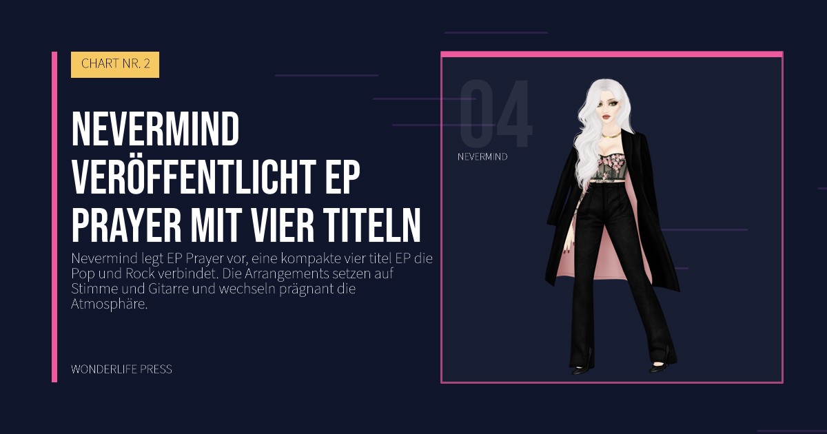 Wonderlife Press: Nevermind veröffentlicht EP Prayer mit vier Titeln. Künstlerporträt. CHART NR. 2.