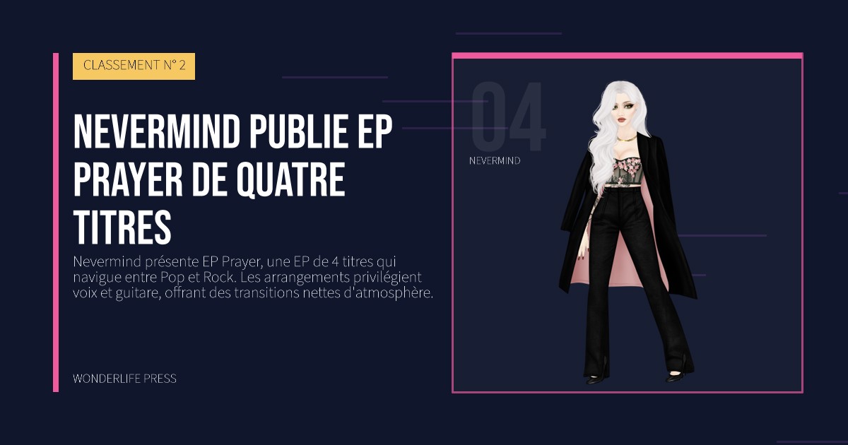 Wonderlife Press: Nevermind publie EP Prayer de quatre titres. portrait des artistes. CLASSEMENT N° 2.